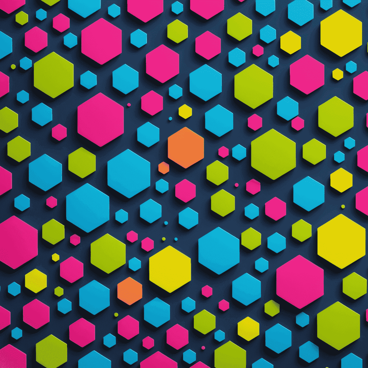 Imagem abstrata representando tendências modernas de design web, com formas geométricas vibrantes em azul elétrico, rosa quente e verde lima